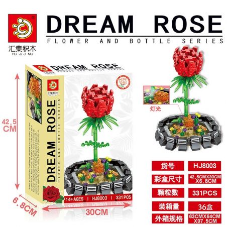 HJLEPIN HJ8003 8003 non  HOA HỒNG VĨNH CỬU bộ đồ chơi xếp lắp ráp ghép mô hình Creator Expert DREAM ROSE Chuyên Gia Sáng Tạo 331 khối