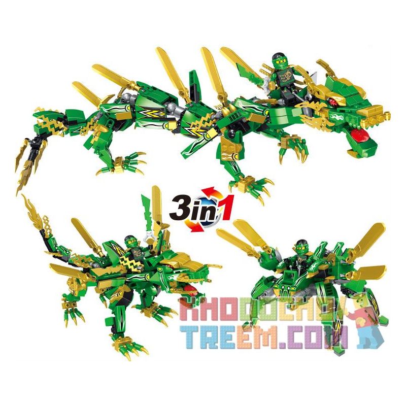 HSANHE 2258 non  DRAGON GREEN KNIGHT. bộ đồ chơi xếp lắp ráp ghép mô hình NINJA DRAGON KNIGHT