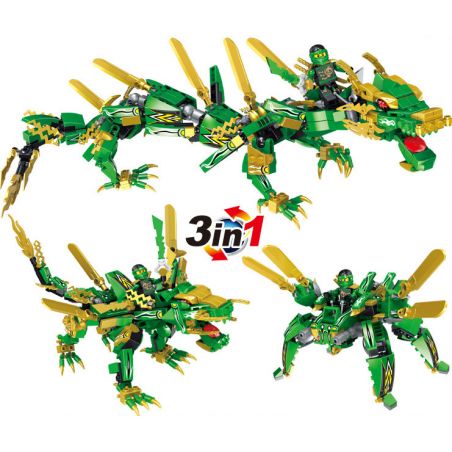 HSANHE 2258 non  DRAGON GREEN KNIGHT. bộ đồ chơi xếp lắp ráp ghép mô hình NINJA DRAGON KNIGHT