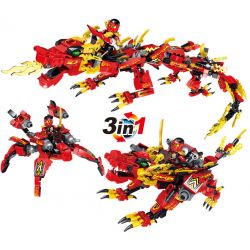 HSANHE 2256 non  DRAGON RED KNIGHT. bộ đồ chơi xếp lắp ráp ghép mô hình NINJA DRAGON KNIGHT 468 khối