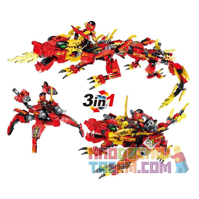 HSANHE 2256 non  DRAGON RED KNIGHT. bộ đồ chơi xếp lắp ráp ghép mô hình NINJA DRAGON KNIGHT 468 khối