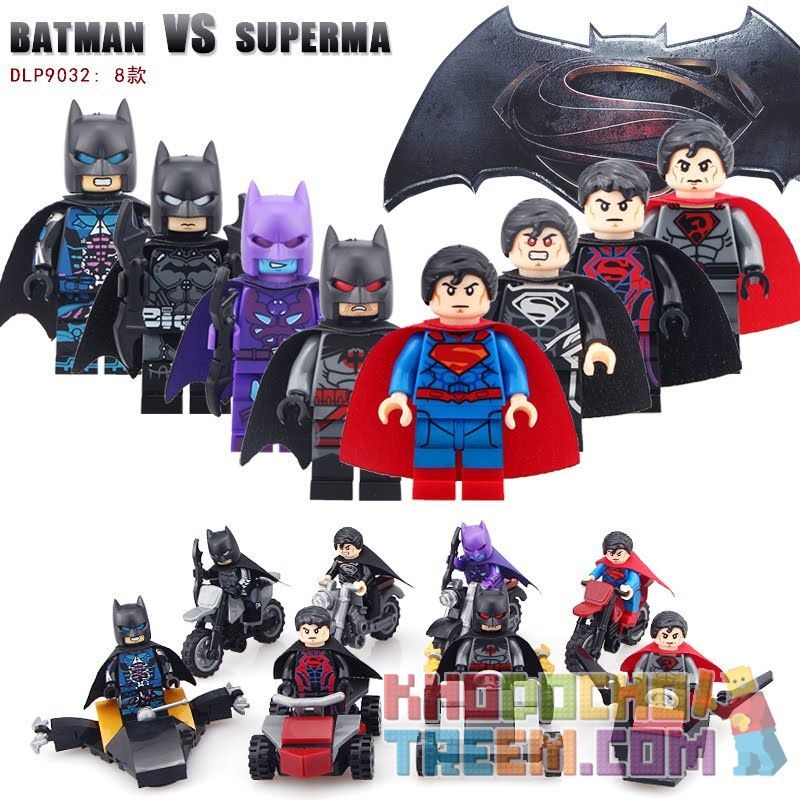 DUO LE PIN DLP9032 9032 non  NGƯỜI MẪU SUPERMAN WARS 8 bộ đồ chơi xếp lắp ráp ghép mô hình Dc Comics Super Heroes BATMAN VS SUPERMAN Siêu Anh Hùng Dc