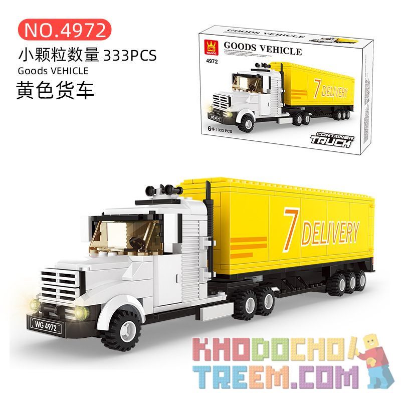 WANGE 4972 non  XE TẢI MÀU VÀNG bộ đồ chơi xếp lắp ráp ghép mô hình City GOODS VEHICLE Thành Phố 333 khối