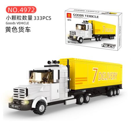 WANGE 4972 non  XE TẢI MÀU VÀNG bộ đồ chơi xếp lắp ráp ghép mô hình City GOODS VEHICLE Thành Phố 333 khối