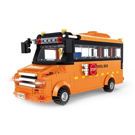 WANGE 3973 non  XE BUÝT TRƯỜNG HỌC bộ đồ chơi xếp lắp ráp ghép mô hình City SCHOOL BUS Thành Phố 367 khối