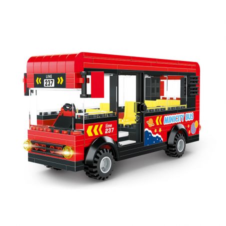 WANGE 3972 non  MINI CITY BUS. bộ đồ chơi xếp lắp ráp ghép mô hình MINICITY BUS Thành Phố 229 khối