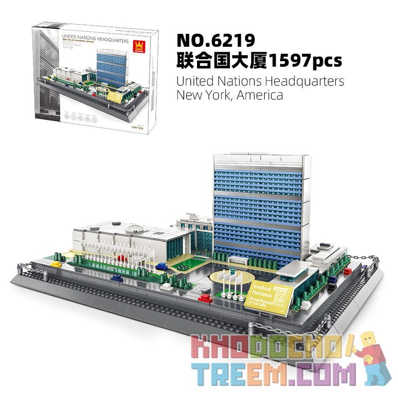 WANGE 6219 non  TÒA NHÀ LIÊN HỢP QUỐC bộ đồ chơi xếp lắp ráp ghép mô hình Creator UNITED NATIONS HEADQUARTERS NEW YORK AMERICA Sáng Tạo 1597 khối