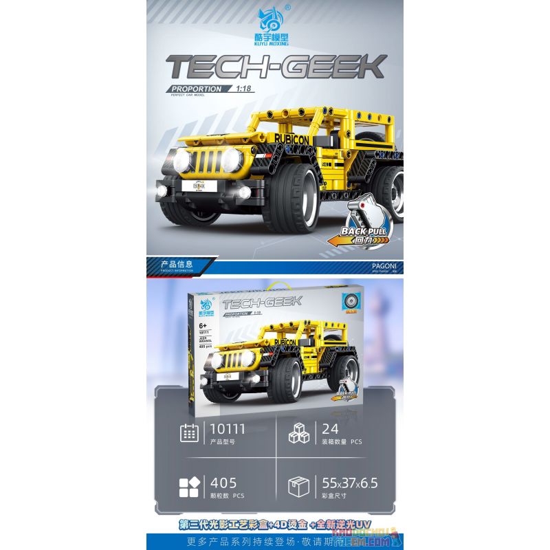 KUYU MOXING 10111 non  XE JEEP WRANGLER KÉO LÙI tỷ lệ 1:18 bộ đồ chơi xếp lắp ráp ghép mô hình  Kỹ Thuật Công Nghệ Cao Mô Hình Phương Tiện 405 khối