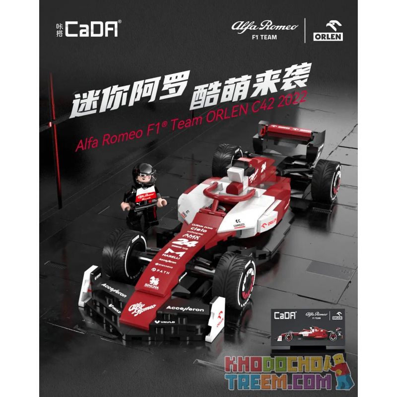 CADA DOUBLEE C55026 55026 non  ALFA ROMEO F1 C42 1:24 tỷ lệ 1:24 bộ đồ chơi xếp lắp ráp ghép mô hình Speed Champions Racing Cars ALFA ROMEO F1 TEAM ORLEN C42 2022 Đua Xe Công Thức 283 khối