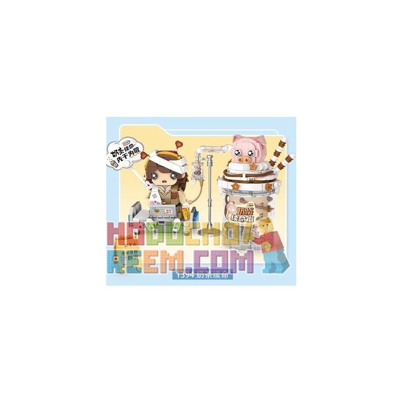 LOZ 1394 non  CÔNG NHÂN THỜI THƯỢNG TRÀ SỮA KÉO DÀI TUỔI THỌ bộ đồ chơi xếp lắp ráp ghép mô hình 752 khối