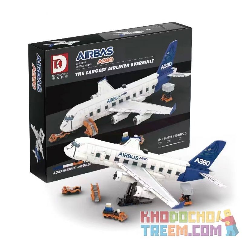 DK 80008 non  AIRBUS A380 bộ đồ chơi xếp lắp ráp ghép mô hình City AIRBUS A380 THE LARGEST AIRLINER EVERBUILT Thành Phố 1945 khối