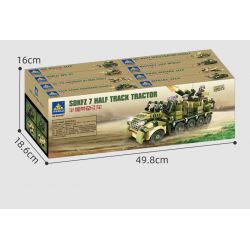 Kazi KY82057 82057 non  MÁY KÉO NỬA RAY 8 TỔ HỢP bộ đồ chơi xếp lắp ráp ghép mô hình Military Army SDKFZ 7 HALF TRACK TRACTOR Quân Sự Bộ Đội 978 khối