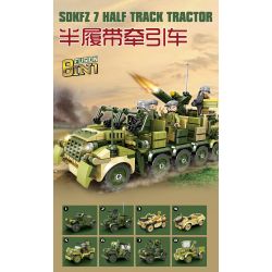 Kazi KY82057 82057 non  MÁY KÉO NỬA RAY 8 TỔ HỢP bộ đồ chơi xếp lắp ráp ghép mô hình Military Army SDKFZ 7 HALF TRACK TRACTOR Quân Sự Bộ Đội 978 khối