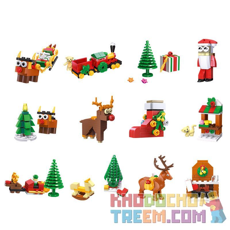 JIESTAR 59069 non  HỘP MÙ GIÁNG SINH bộ đồ chơi xếp lắp ráp ghép mô hình Creator Sáng Tạo 387 khối