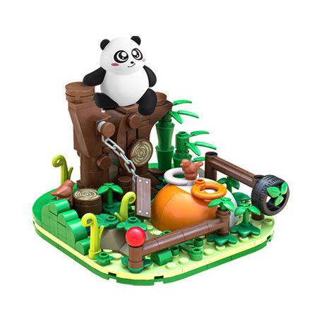 WELLEADZ 8101 non  LƯU TRỮ GẤU TRÚC MENGZILAN bộ đồ chơi xếp lắp ráp ghép mô hình