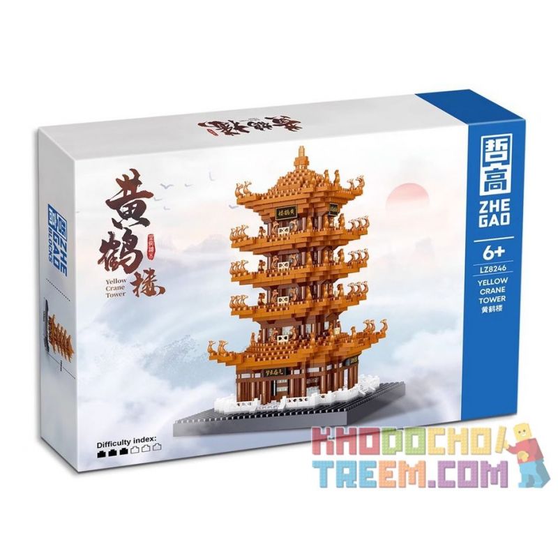 ZHEGAO LZ8246 8246 non  THÁP HẠC VÀNG bộ đồ chơi xếp lắp ráp ghép mô hình Creator YELLOW CRANE TOWER Sáng Tạo