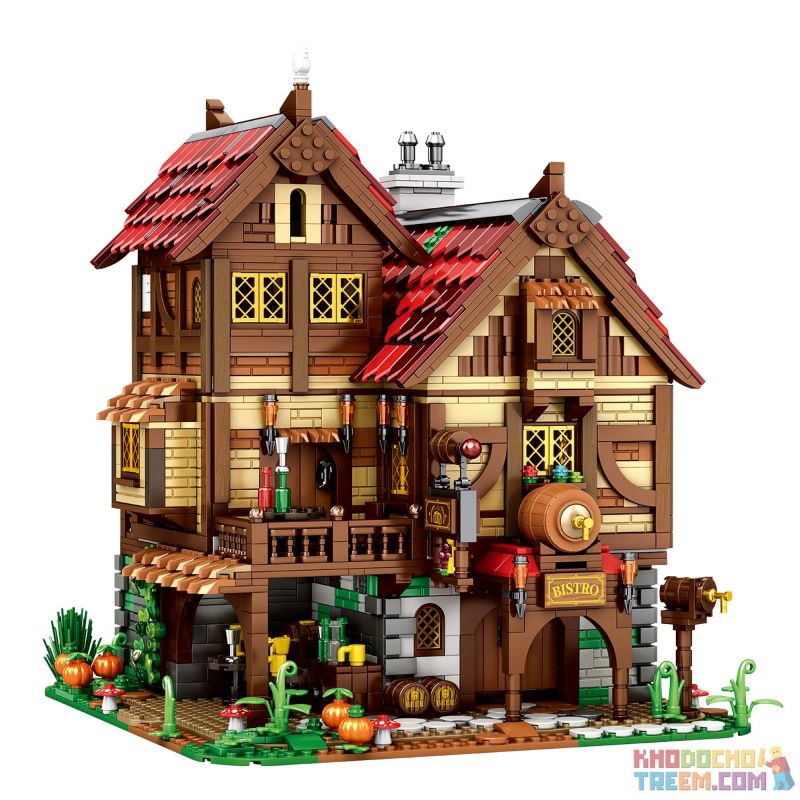 REOBRIX 66018 non  QUÁN RƯỢU THỜI TRUNG CỔ bộ đồ chơi xếp lắp ráp ghép mô hình Medieval Castle MEDIEVAL BISTRO "VILLAGE IN" EUROPEAN CENTURY Chiến Tranh Trung Cổ 2831 khối
