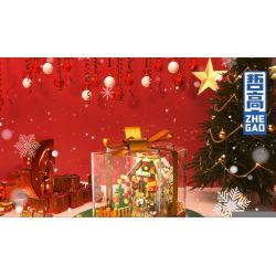 ZHEGAO 662023 non  HỘP QUÀ CABIN GIÁNG SINH bộ đồ chơi xếp lắp ráp ghép mô hình Creator GIFT BOX CHRISTMAS HOUSE Sáng Tạo 654 khối