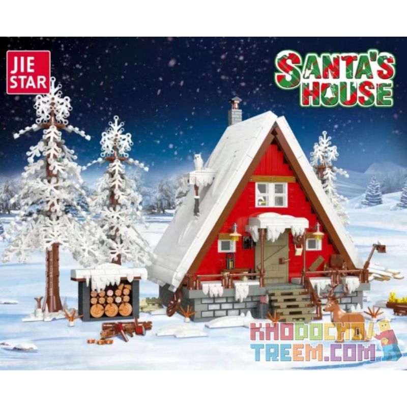 JIESTAR 89141 non  CHẾ ĐỘ XEM PHỐ SÁNG TẠO CABIN CỦA ÔNG GIÀ NOEL bộ đồ chơi xếp lắp ráp ghép mô hình Creator SANTA'S HOUSE 2355 khối