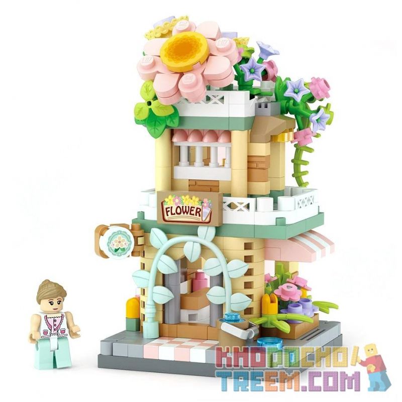 LOZ 8816 non  CHẾ ĐỘ XEM PHỐ THU NHỎ CỬA HÀNG HOA bộ đồ chơi xếp lắp ráp ghép mô hình FLORIST