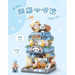 LOZ 8814 non  CHẾ ĐỘ XEM PHỐ THU NHỎ QUÁN CÀ PHÊ PANDA bộ đồ chơi xếp lắp ráp ghép mô hình PANDA CAFE