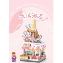 LOZ 8813 non  CHẾ ĐỘ XEM PHỐ THU NHỎ CỬA HÀNG KEM bộ đồ chơi xếp lắp ráp ghép mô hình ICE CREAM SHOP