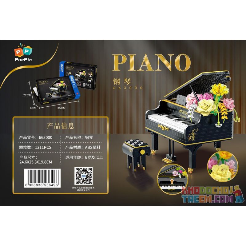 ZHEGAO 663000 663011 non  ĐÀN PIANO bộ đồ chơi xếp lắp ráp ghép mô hình Creator Sáng Tạo 1293 khối
