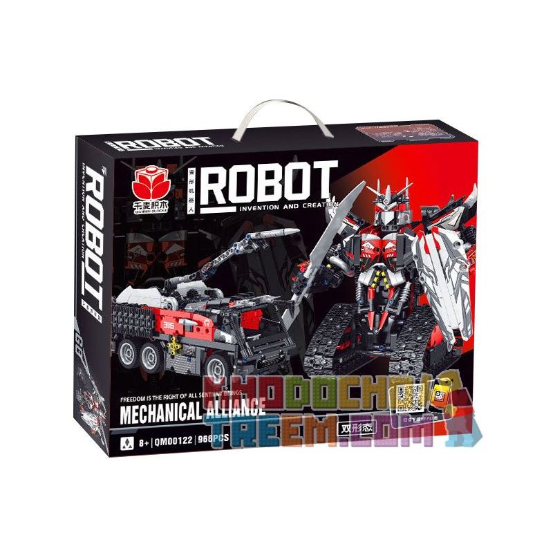 QIANMAI QM00122 00122 non  XE CÔNG NGHỆ BIẾN HÌNH ROBOT KHOA HỌC VÀ GIÁO DỤC bộ đồ chơi xếp lắp ráp ghép mô hình  ROBOT MECHANICAL ALLIANCE Kỹ Thuật Công Nghệ Cao Mô Hình Phương Tiện 966 khối