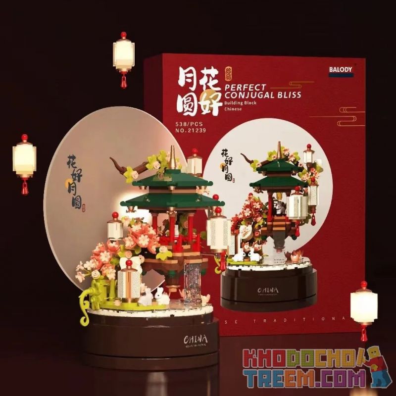 BALODY 21239 non  HOA ĐÃ ĐẦY VÀ TRĂNG CŨNG bộ đồ chơi xếp lắp ráp ghép mô hình Creator Sáng Tạo 538 khối