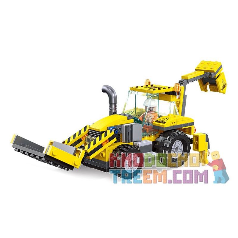 JIESTAR 51024 non  UNIVERSAL CITY MÁY XÚC LẬT bộ đồ chơi xếp lắp ráp ghép mô hình CITY GLOBAL BACKHOE LOADER Thành Phố 208 khối