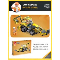 JIESTAR 51024 non  UNIVERSAL CITY MÁY XÚC LẬT bộ đồ chơi xếp lắp ráp ghép mô hình CITY GLOBAL BACKHOE LOADER Thành Phố 208 khối
