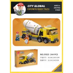 JIESTAR 51023 non  THÀNH PHỐ TOÀN CẦU XE TRỘN BÊ TÔNG bộ đồ chơi xếp lắp ráp ghép mô hình City CITY GLOBAL CONCRETE MIXER TRUCK 244 khối