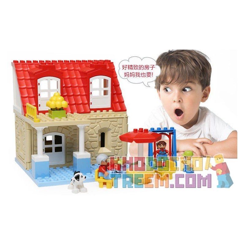 HYSTOYS HONGYUANSHENG AOLEDUOTOYS HG-1420 1420 HG1420 Xếp hình kiểu    Family House Nhà Bà Nội 42 khối