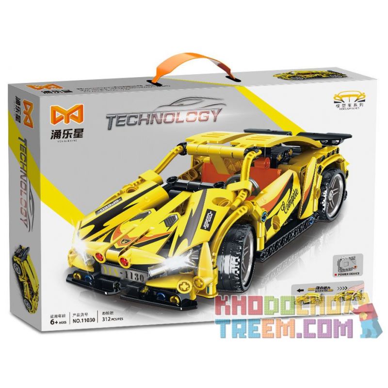 YONGLEXING 11030 non  XE KÉO LÙI MÀU VÀNG bộ đồ chơi xếp lắp ráp ghép mô hình  Kỹ Thuật Công Nghệ Cao Mô Hình Phương Tiện 312 khối