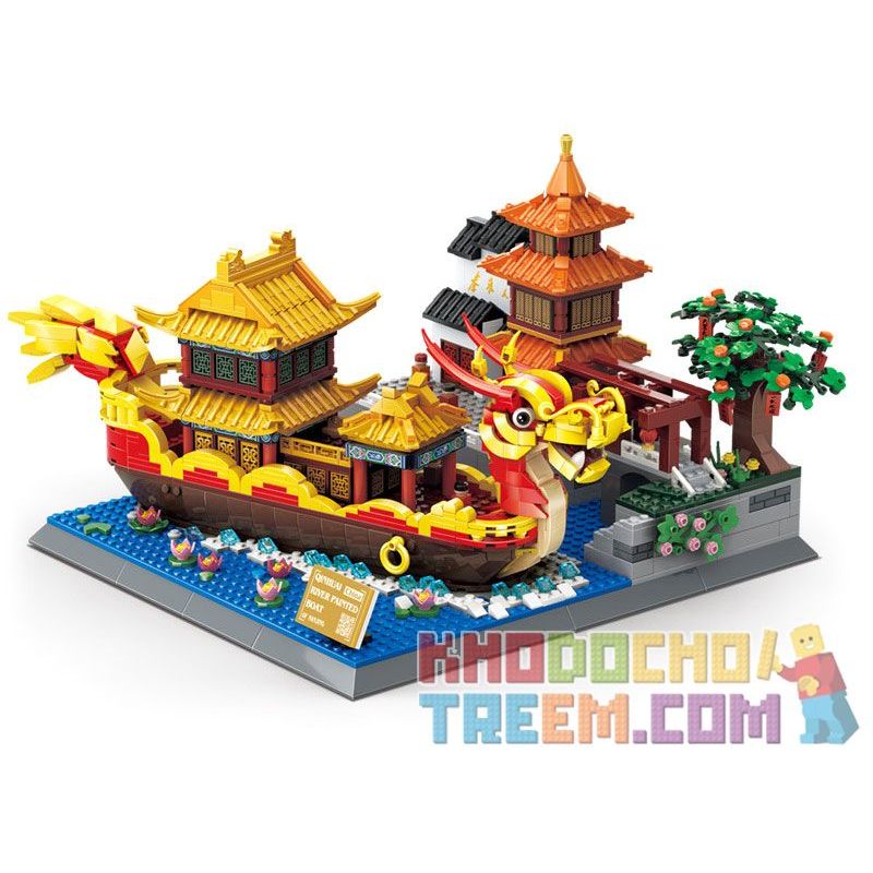 WANGE LIGAO DR.LUCK 6232 non  THUYỀN SƠN SÔNG TẦN HOÀI bộ đồ chơi xếp lắp ráp ghép mô hình Creator QINHUAI RIVER PAINTED BOAT Sáng Tạo 1353 khối