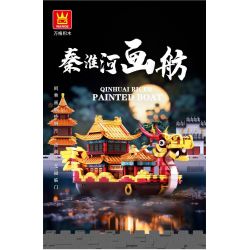 WANGE LIGAO DR.LUCK 6232 non  THUYỀN SƠN SÔNG TẦN HOÀI bộ đồ chơi xếp lắp ráp ghép mô hình Creator QINHUAI RIVER PAINTED BOAT Sáng Tạo 1353 khối