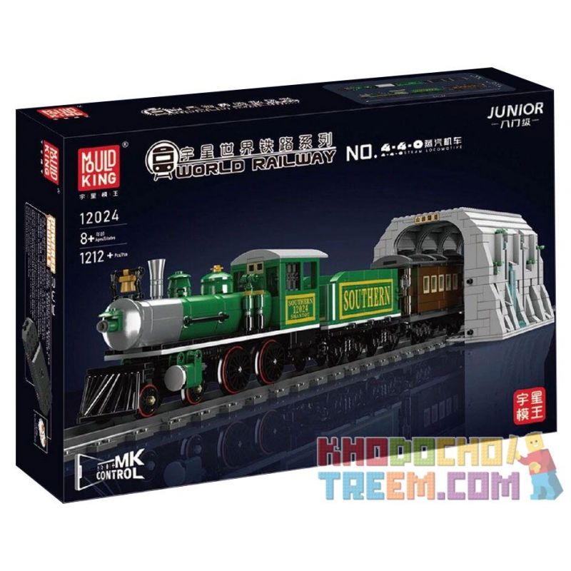 MouldKing 12024 Mould King 12024 non  ĐẦU MÁY XĂNG 4-4-0 bộ đồ chơi xếp lắp ráp ghép mô hình City 4-4-0 STEAM LOCOMOTIVE Thành Phố 1212 khối
