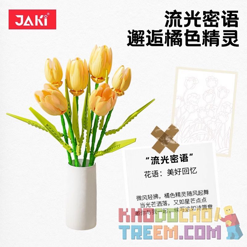 JAKI JK29311 29311 JK29312 29312 non  NHẬT KÝ THỰC VẬT 2 BÔNG HOA TULIP MONET ÁNH SÁNG THÌ THẦM CÔNG CHÚA TRĂNG bộ đồ chơi xếp lắp ráp ghép mô hình Creator Sáng Tạo