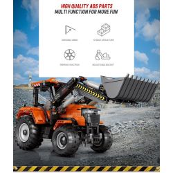 REOBRIX 22024 non  MÁY KÉO ĐANG TẢI bộ đồ chơi xếp lắp ráp ghép mô hình  LOADING TRACTOR Kỹ Thuật Công Nghệ Cao Mô Hình Phương Tiện 1496 khối