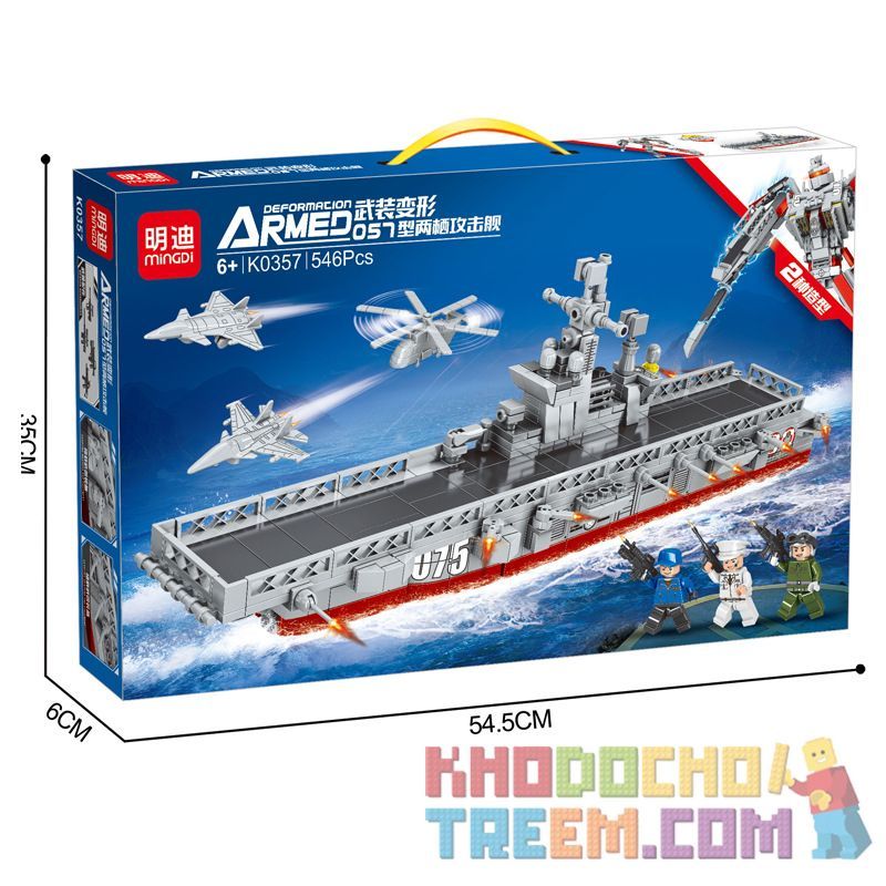 MINGDI LEIBAO K0357 0357 non  CHUYỂN ĐỔI VŨ TRANG TÀU TẤN CÔNG BỘ TYPE 057 bộ đồ chơi xếp lắp ráp ghép mô hình Military Army Quân Sự Bộ Đội 546 khối