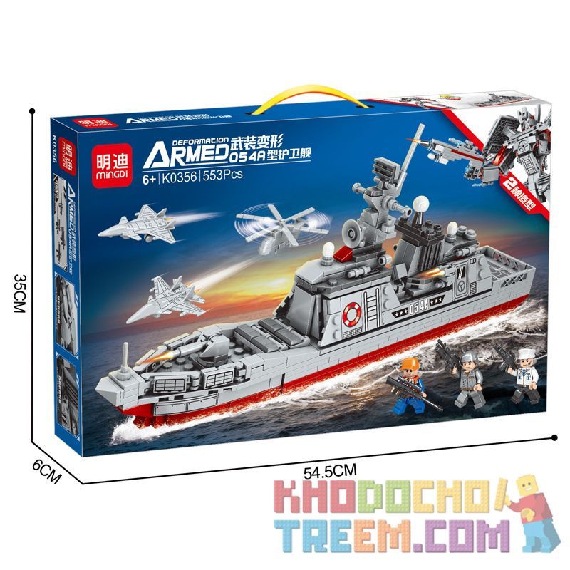 MINGDI LEIBAO K0356 0356 non  CHUYỂN ĐỔI VŨ TRANG KHINH HẠM TYPE 054A bộ đồ chơi xếp lắp ráp ghép mô hình Military Army Quân Sự Bộ Đội 553 khối