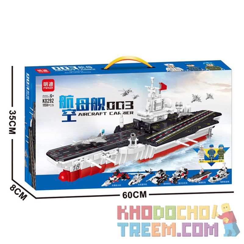 MINGDI LEIBAO K0292 0292 non  TÀU SÂN BAY 003 bộ đồ chơi xếp lắp ráp ghép mô hình Military Army 003 AIRCRAFT CARRIER Quân Sự Bộ Đội 1150 khối