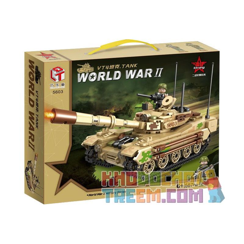 QIAO LE TONG 5603 non  CHIẾN TRANH THẾ GIỚI THỨ HAI XE TĂNG VT4 bộ đồ chơi xếp lắp ráp ghép mô hình Military Army WORLD WAR II TANK Quân Sự Bộ Đội 587 khối