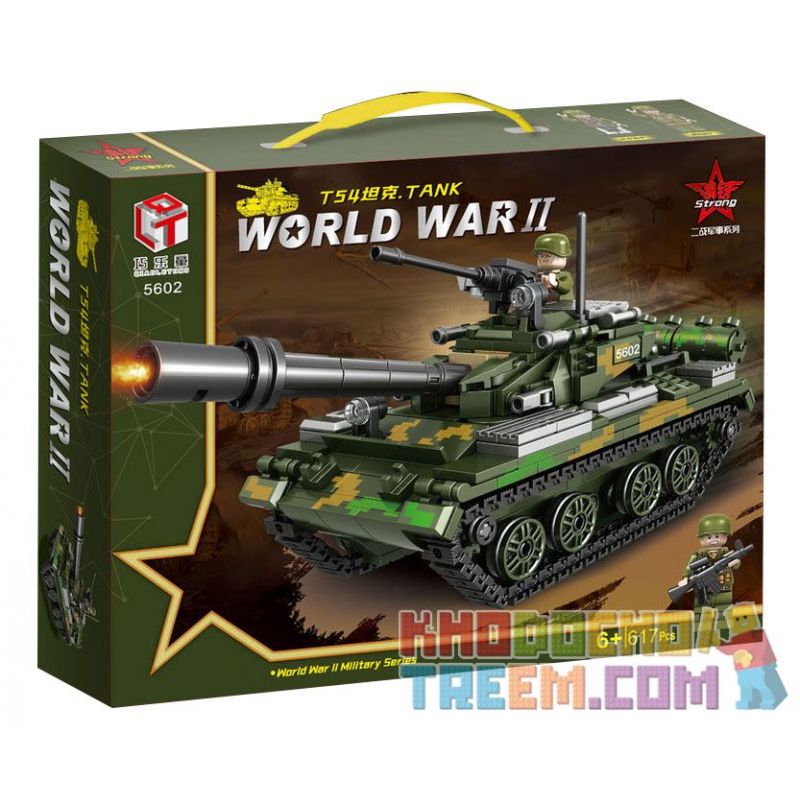 QIAO LE TONG 5602 non  CHIẾN TRANH THẾ GIỚI THỨ HAI XE TĂNG T54 bộ đồ chơi xếp lắp ráp ghép mô hình Military Army WORLD WAR II TANK Quân Sự Bộ Đội 617 khối