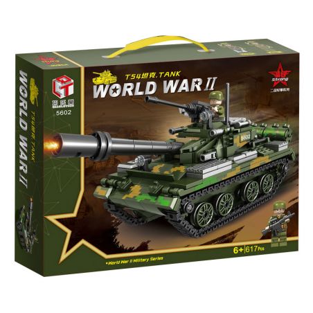 QIAO LE TONG 5602 non  CHIẾN TRANH THẾ GIỚI THỨ HAI XE TĂNG T54 bộ đồ chơi xếp lắp ráp ghép mô hình Military Army WORLD WAR II TANK Quân Sự Bộ Đội 617 khối