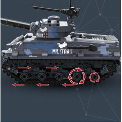 QIAO LE TONG 5601 non  CHIẾN TRANH THẾ GIỚI THỨ HAI XE TĂNG SHERMAN bộ đồ chơi xếp lắp ráp ghép mô hình Military Army WORLD WAR II TANK Quân Sự Bộ Đội 660 khối