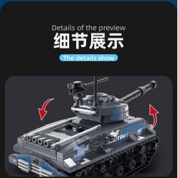 QIAO LE TONG 5601 non  CHIẾN TRANH THẾ GIỚI THỨ HAI XE TĂNG SHERMAN bộ đồ chơi xếp lắp ráp ghép mô hình Military Army WORLD WAR II TANK Quân Sự Bộ Đội 660 khối