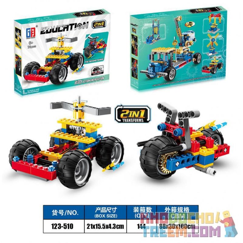 GFD 123-510 non  DÂY CAO SU KÉO XE LẠI bộ đồ chơi xếp lắp ráp ghép mô hình  Kỹ Thuật Công Nghệ Cao Mô Hình Phương Tiện 76 khối