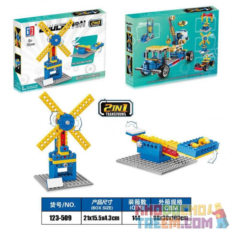 GFD 123-509 non  CỐI XAY GIÓ bộ đồ chơi xếp lắp ráp ghép mô hình  Kỹ Thuật Công Nghệ Cao Mô Hình Phương Tiện 75 khối