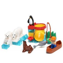 HYSTOYS HONGYUANSHENG AOLEDUOTOYS HG-1457 1457 HG1457 Xếp hình kiểu    Polar Zoo Vườn Thú Bắc Cực Nhỏ 27 khối